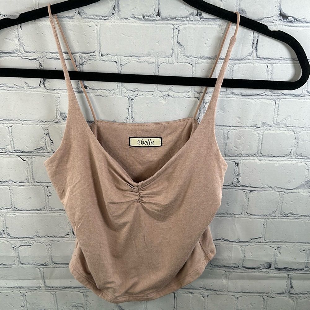 🌸 2bella Double-Lined Cropped Tank Top - Blush Pink, Size Small